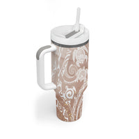 Aloha Hawaii Turtles Floral Tumbler With Handle Taupe Marbles Glaze