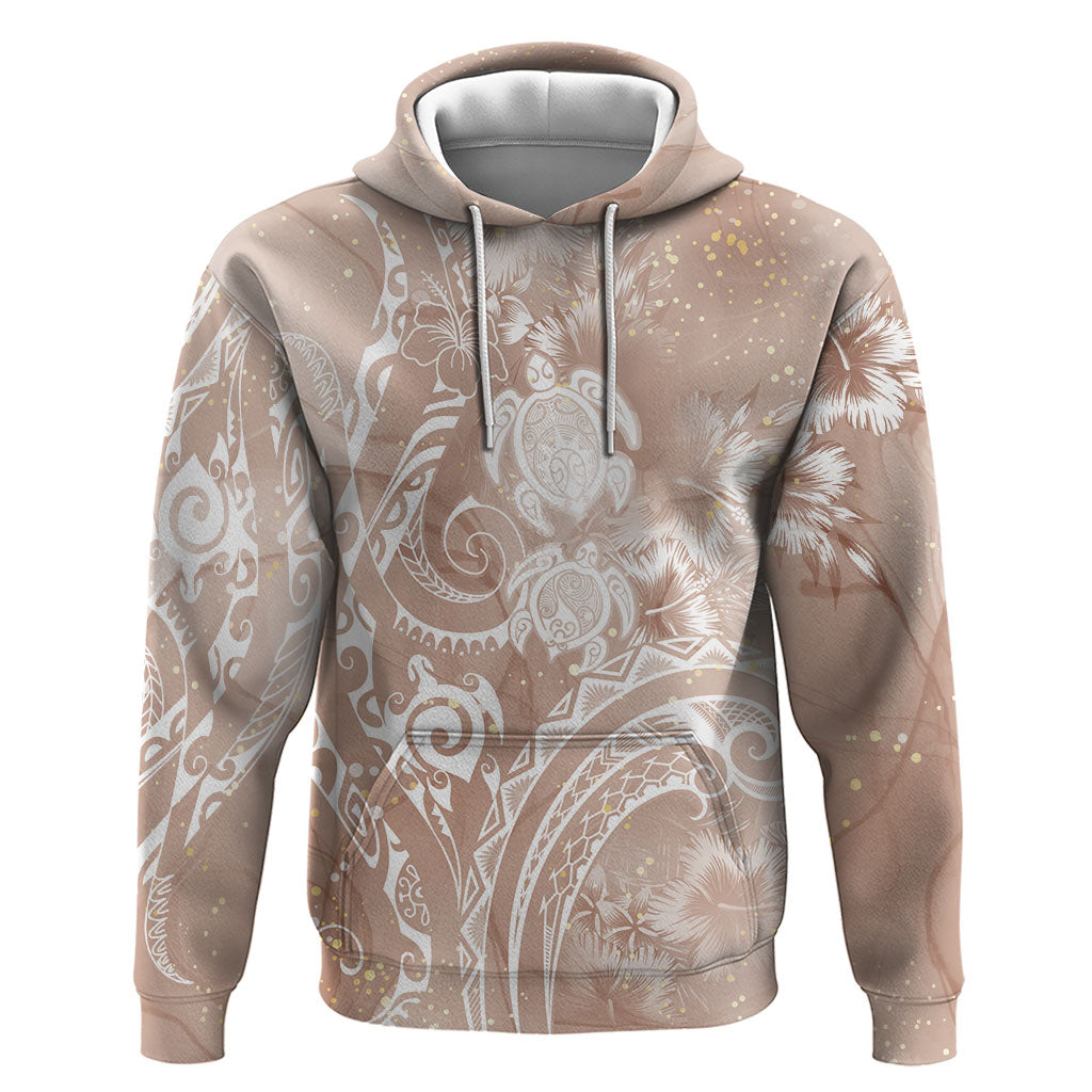 Aloha Hawaii Turtles Floral Zip Hoodie Taupe Marbles Glaze
