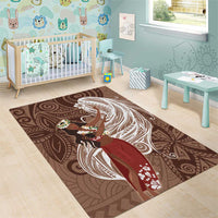 Tahiti Islands Polynesian Plumeria Area Rug Tahitian Vahine 'Ote'a - Beige