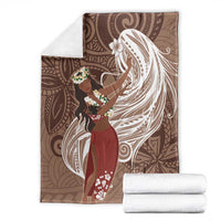 Tahiti Islands Polynesian Plumeria Blanket Tahitian Vahine 'Ote'a - Beige