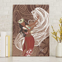Tahiti Islands Polynesian Plumeria Canvas Wall Art Tahitian Vahine 'Ote'a - Beige