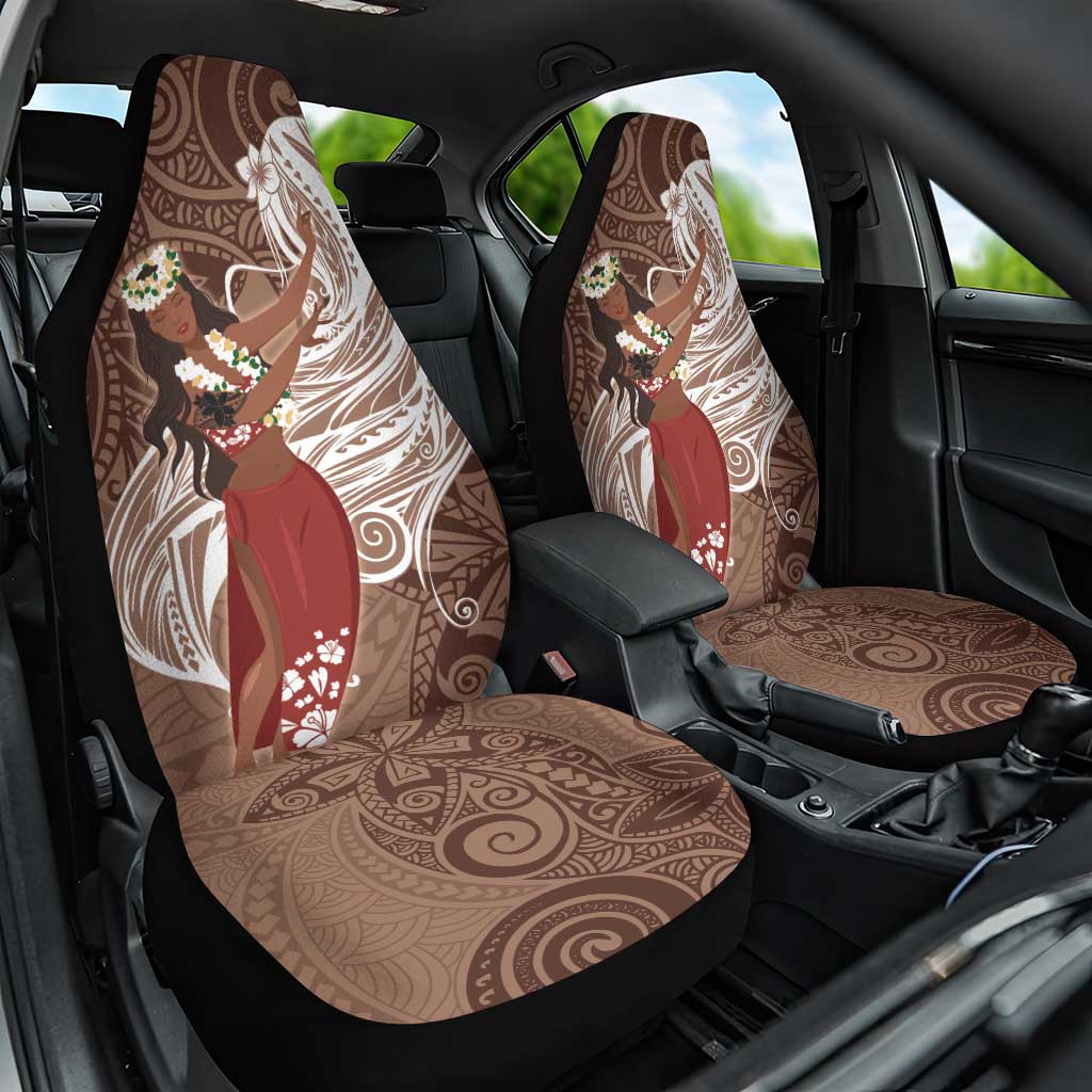 Tahiti Islands Polynesian Plumeria Car Seat Cover Tahitian Vahine 'Ote'a - Beige