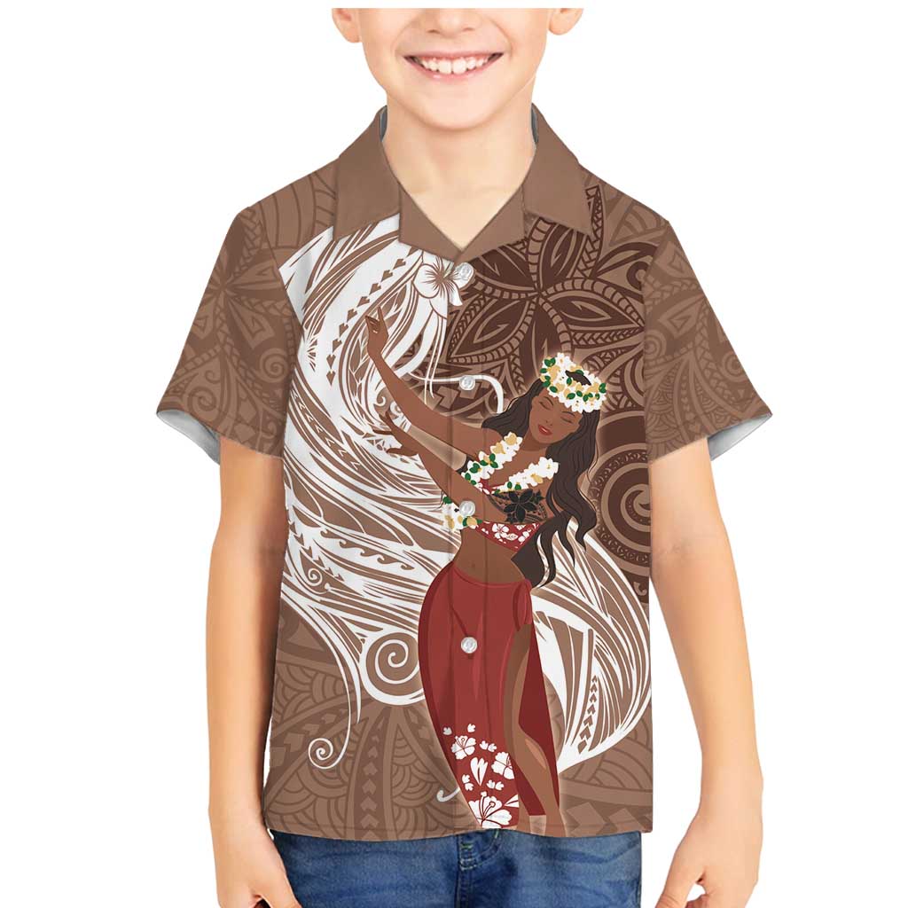 Tahiti Islands Polynesian Plumeria Family Matching Mermaid Dress and Hawaiian Shirt Tahitian Vahine 'Ote'a - Beige