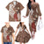 Tahiti Islands Polynesian Plumeria Family Matching Off The Shoulder Long Sleeve Dress and Hawaiian Shirt Tahitian Vahine 'Ote'a - Beige