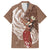 Tahiti Islands Polynesian Plumeria Family Matching Off Shoulder Maxi Dress and Hawaiian Shirt Tahitian Vahine 'Ote'a - Beige