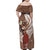 Tahiti Islands Polynesian Plumeria Family Matching Off Shoulder Maxi Dress and Hawaiian Shirt Tahitian Vahine 'Ote'a - Beige