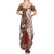 Tahiti Islands Polynesian Plumeria Family Matching Summer Maxi Dress and Hawaiian Shirt Tahitian Vahine 'Ote'a - Beige