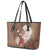 Tahiti Islands Polynesian Plumeria Leather Tote Bag Tahitian Vahine 'Ote'a - Beige