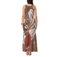 Tahiti Islands Polynesian Plumeria Tank Maxi Dress Tahitian Vahine 'Ote'a - Beige