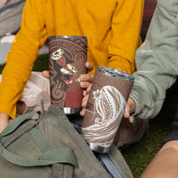 Tahiti Islands Polynesian Plumeria Tumbler Cup Tahitian Vahine 'Ote'a - Beige