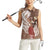 Tahiti Islands Polynesian Plumeria Women Sleeveless Polo Shirt Tahitian Vahine 'Ote'a - Beige