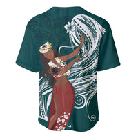 Tahiti Islands Polynesian Plumeria Baseball Jersey Tahitian Vahine 'Ote'a - Teal