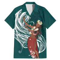 Tahiti Islands Polynesian Plumeria Family Matching Mermaid Dress and Hawaiian Shirt Tahitian Vahine 'Ote'a - Teal