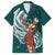 Tahiti Islands Polynesian Plumeria Family Matching Off Shoulder Maxi Dress and Hawaiian Shirt Tahitian Vahine 'Ote'a - Teal