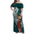 Tahiti Islands Polynesian Plumeria Family Matching Off Shoulder Maxi Dress and Hawaiian Shirt Tahitian Vahine 'Ote'a - Teal