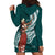 Tahiti Islands Polynesian Plumeria Hoodie Dress Tahitian Vahine 'Ote'a - Teal