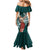 Tahiti Islands Polynesian Plumeria Mermaid Dress Tahitian Vahine 'Ote'a - Teal