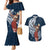 Tahiti Islands Polynesian Plumeria Couples Matching Mermaid Dress and Hawaiian Shirt Tahitian Vahine 'Ote'a - Navy Blue