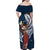 Tahiti Islands Polynesian Plumeria Family Matching Off Shoulder Maxi Dress and Hawaiian Shirt Tahitian Vahine 'Ote'a - Navy Blue