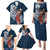 Tahiti Islands Polynesian Plumeria Family Matching Puletasi and Hawaiian Shirt Tahitian Vahine 'Ote'a - Navy Blue