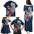 Tahiti Islands Polynesian Plumeria Family Matching Puletasi and Hawaiian Shirt Tahitian Vahine 'Ote'a - Navy Blue