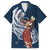 Tahiti Islands Polynesian Plumeria Family Matching Puletasi and Hawaiian Shirt Tahitian Vahine 'Ote'a - Navy Blue