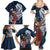 Tahiti Islands Polynesian Plumeria Family Matching Summer Maxi Dress and Hawaiian Shirt Tahitian Vahine 'Ote'a - Navy Blue