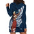 Tahiti Islands Polynesian Plumeria Hoodie Dress Tahitian Vahine 'Ote'a - Navy Blue