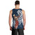 Tahiti Islands Polynesian Plumeria Men Tank Top Tahitian Vahine 'Ote'a - Navy Blue