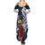 Tahiti Islands Polynesian Plumeria Summer Maxi Dress Tahitian Vahine 'Ote'a - Navy Blue