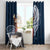 Tahiti Islands Polynesian Plumeria Window Curtain Tahitian Vahine 'Ote'a - Navy Blue