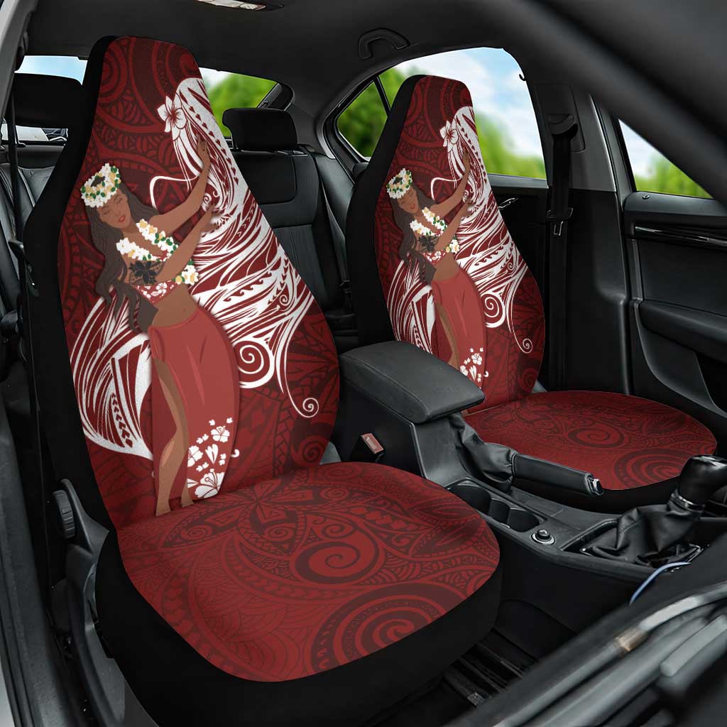 Tahiti Islands Polynesian Plumeria Car Seat Cover Tahitian Vahine 'Ote'a - Scarlet