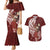 Tahiti Islands Polynesian Plumeria Couples Matching Mermaid Dress and Hawaiian Shirt Tahitian Vahine 'Ote'a - Scarlet