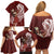 Tahiti Islands Polynesian Plumeria Family Matching Off Shoulder Short Dress and Hawaiian Shirt Tahitian Vahine 'Ote'a - Scarlet