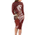 Tahiti Islands Polynesian Plumeria Long Sleeve Bodycon Dress Tahitian Vahine 'Ote'a - Scarlet