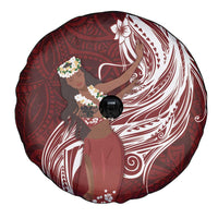 Tahiti Islands Polynesian Plumeria Spare Tire Cover Tahitian Vahine 'Ote'a - Scarlet