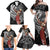 Tahiti Islands Polynesian Plumeria Family Matching Off Shoulder Maxi Dress and Hawaiian Shirt Tahitian Vahine 'Ote'a - Black