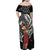 Tahiti Islands Polynesian Plumeria Family Matching Off Shoulder Maxi Dress and Hawaiian Shirt Tahitian Vahine 'Ote'a - Black