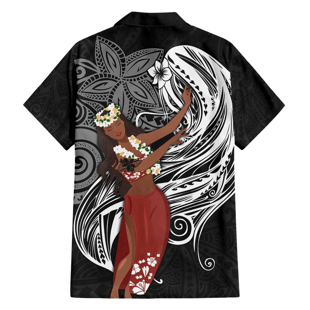 Tahiti Islands Polynesian Plumeria Family Matching Tank Maxi Dress and Hawaiian Shirt Tahitian Vahine 'Ote'a - Black