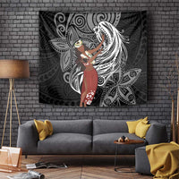 Tahiti Islands Polynesian Plumeria Tapestry Tahitian Vahine 'Ote'a - Black