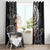 Tahiti Islands Polynesian Plumeria Window Curtain Tahitian Vahine 'Ote'a - Black