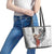 Tahiti Islands Polynesian Plumeria Leather Tote Bag Tahitian Vahine 'Ote'a - White