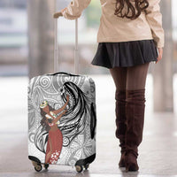 Tahiti Islands Polynesian Plumeria Luggage Cover Tahitian Vahine 'Ote'a - White