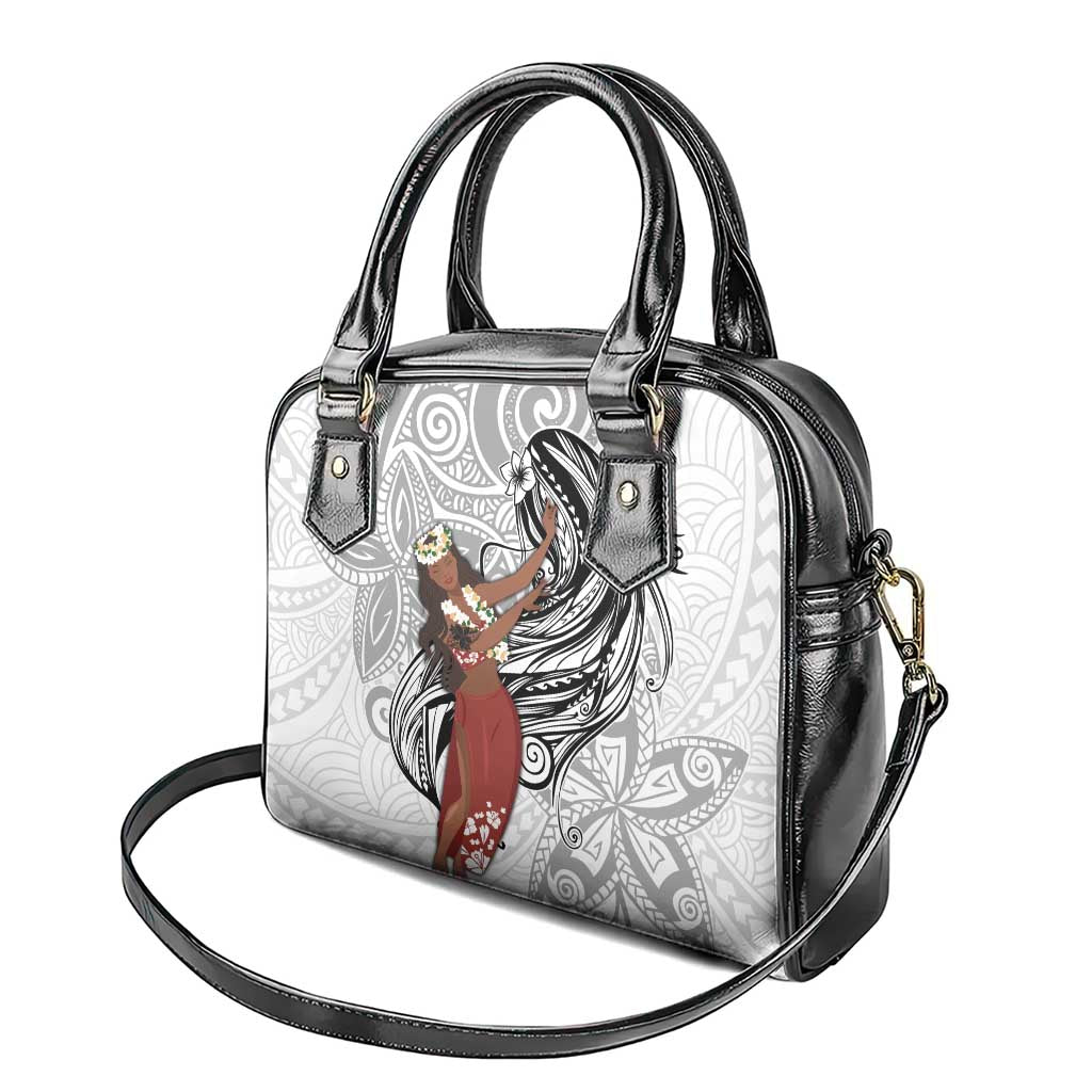 Tahiti Islands Polynesian Plumeria Shoulder Handbag Tahitian Vahine 'Ote'a - White