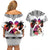 Polynesian Couples Matching Off Shoulder Short Dress and Hawaiian Shirt Dog Lover With Beagle - Sunset At The Beach White Ver LT7 - Polynesian Pride