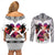 Polynesian Couples Matching Off Shoulder Short Dress and Long Sleeve Button Shirts Dog Lover With Beagle - Sunset At The Beach White Ver LT7 - Polynesian Pride