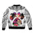 Polynesian Sleeve Zip Bomber Jacket Dog Lover With Beagle - Sunset At The Beach White Ver LT7 - Polynesian Pride