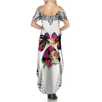 Polynesian Summer Maxi Dress Dog Lover With Beagle - Sunset At The Beach White Ver LT7 - Polynesian Pride