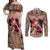 Polynesian Couples Matching Off Shoulder Maxi Dress and Long Sleeve Button Shirts Dog Lover With Beagle - Sunset At The Beach Brown Ver LT7 Brown - Polynesian Pride