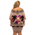 Polynesian Off Shoulder Short Dress Dog Lover With Beagle - Sunset At The Beach Brown Ver LT7 - Polynesian Pride